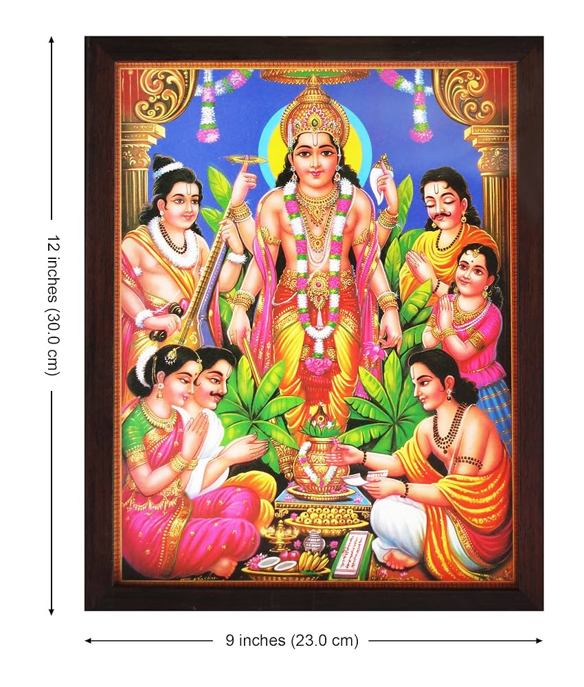 ビシュヌ　ヒンドゥの神々　額縁付　　　　　ビンテージポスター Amazon.co.jp: HandicraftStore インド信者 崇拝 ヴィシュヌ神と